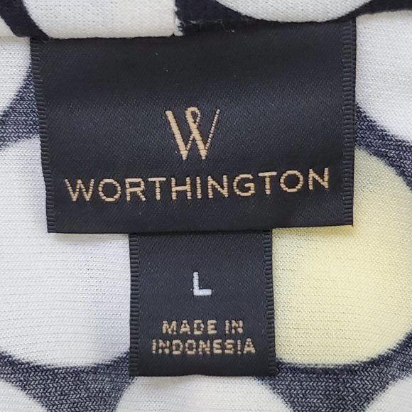 Worthington Split Neck Stretchy Circle Polka Dot Pullover Top, Size L - Picture 9 of 11